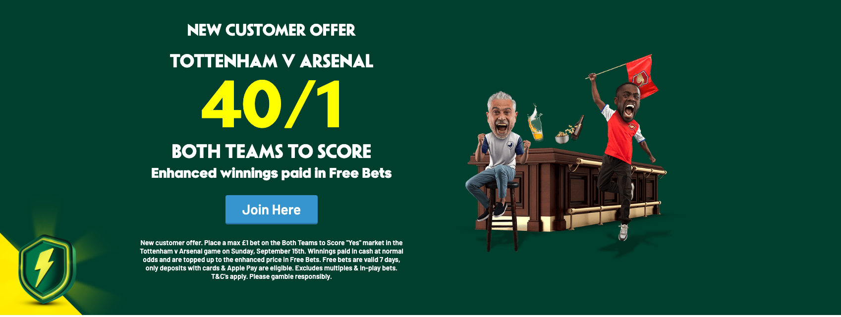 Paddy Power Offer: Get 40/1 On Both teams To Score In Tottenham V Arsenal